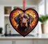 Labrador Chocolate Stained Glass Effect Heart Suncatcher